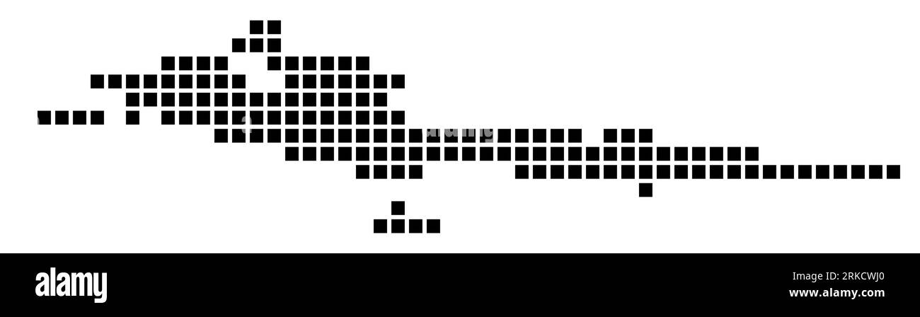 Mappa di Hvar e delle isole dalmate in stile punteggiato. Bordi dell'isola pieni di rettangoli per il tuo progetto. Illustrazione vettoriale. Illustrazione Vettoriale