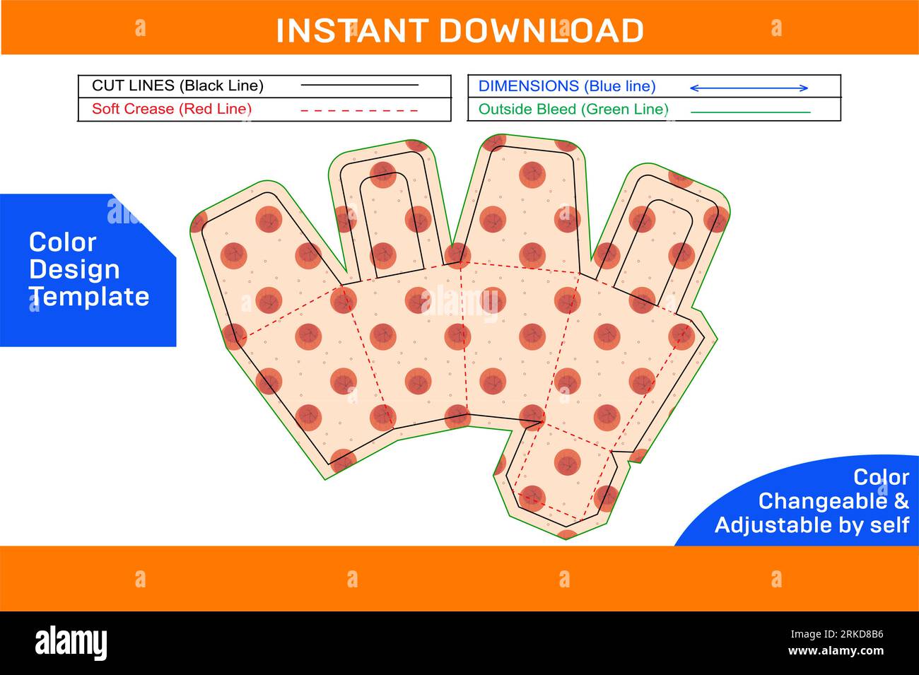 Imballaggio Design scatola per la spesa modello di linea stampo e file scatola 3D ridimensionabile e modificabile linea di matrici Illustrazione Vettoriale