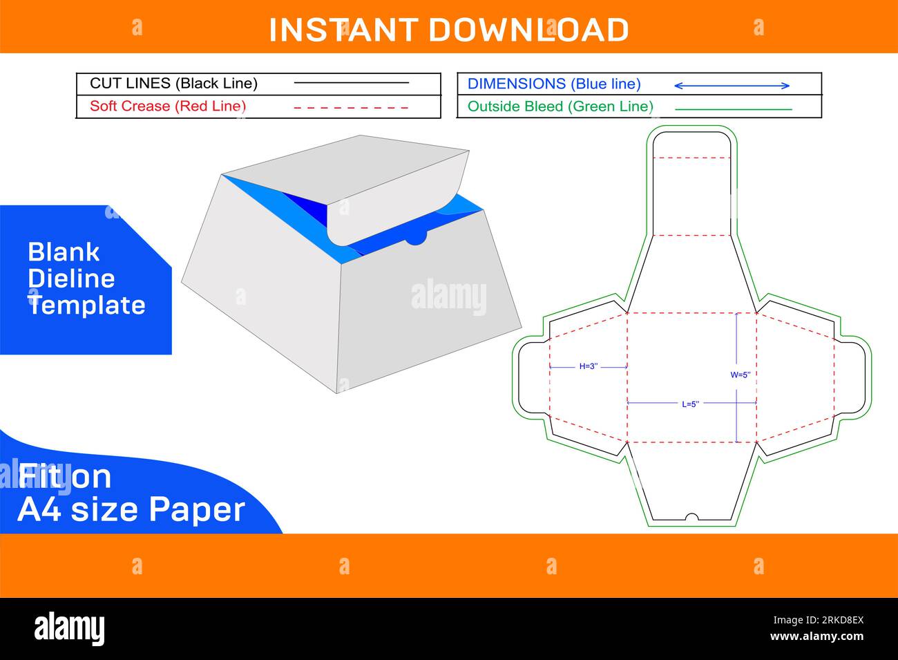 Contenitore per alimenti o articoli da regalo modello linea di stampo e design della scatola 3D facilmente ridimensionabile e modificabile Illustrazione Vettoriale