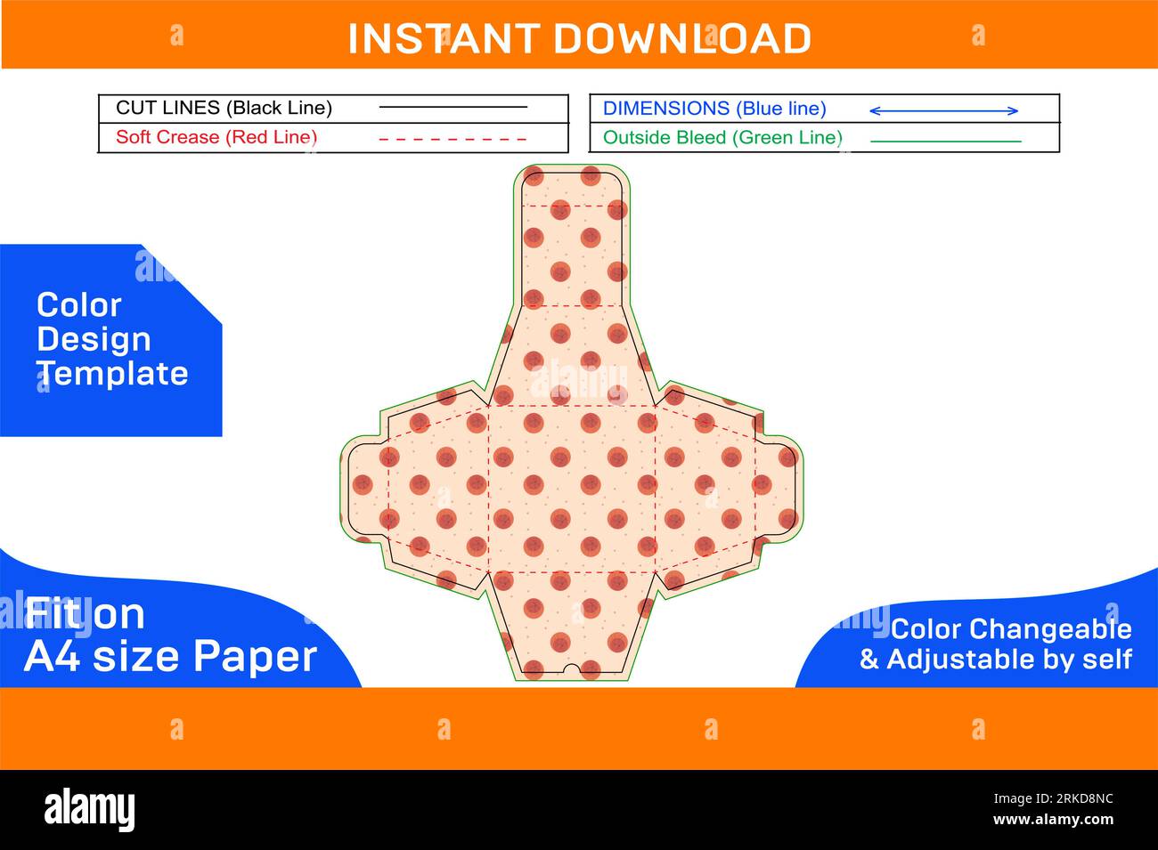 Contenitore per alimenti o articoli da regalo modello linea di stampo e design della scatola 3D facilmente ridimensionabile e modificabile Illustrazione Vettoriale
