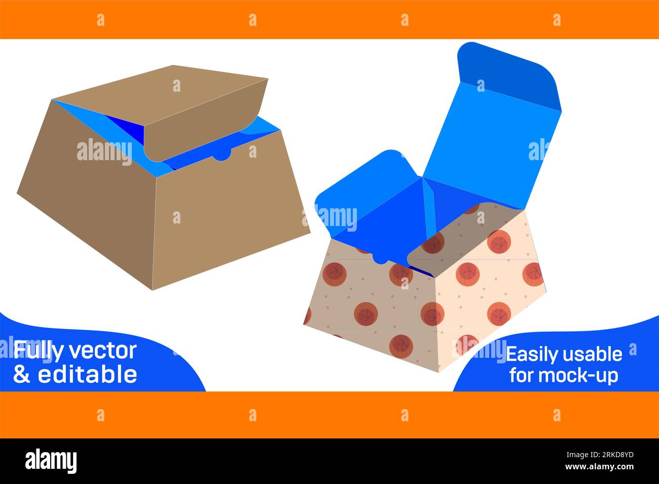 Contenitore per alimenti o articoli da regalo modello linea di stampo e design della scatola 3D facilmente ridimensionabile e modificabile Illustrazione Vettoriale
