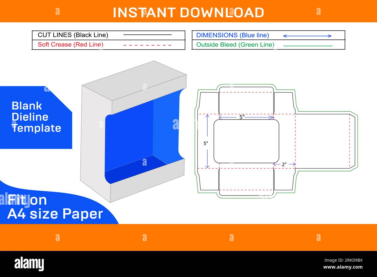 Modello di linea della linea di stampo per imballaggio con scatola di visualizzazione del prodotto personalizzata e design della scatola 3D. Illustrazione Vettoriale