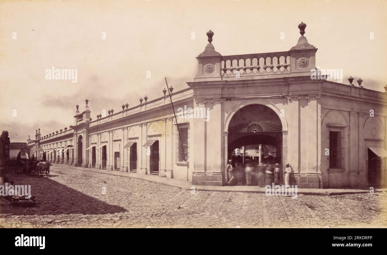 Mercato pubblico, Guatemala, fotografia d'epoca di Eadweard Muybridge (1830-1904) o Edward Muybridge CA. 1875 Foto Stock