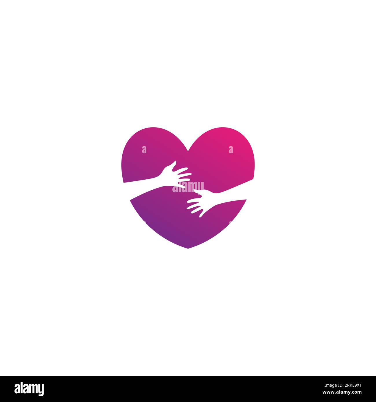Logo Heart Care. Logo Hand Heart. Logo Love Hand Illustrazione Vettoriale