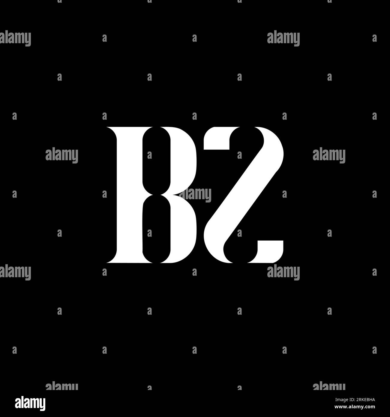 Logo BZ B Z Letter. Lettera iniziale BZ monogramma maiuscolo logo bianco. Logo BZ, design B Z. BZ, B Z Illustrazione Vettoriale
