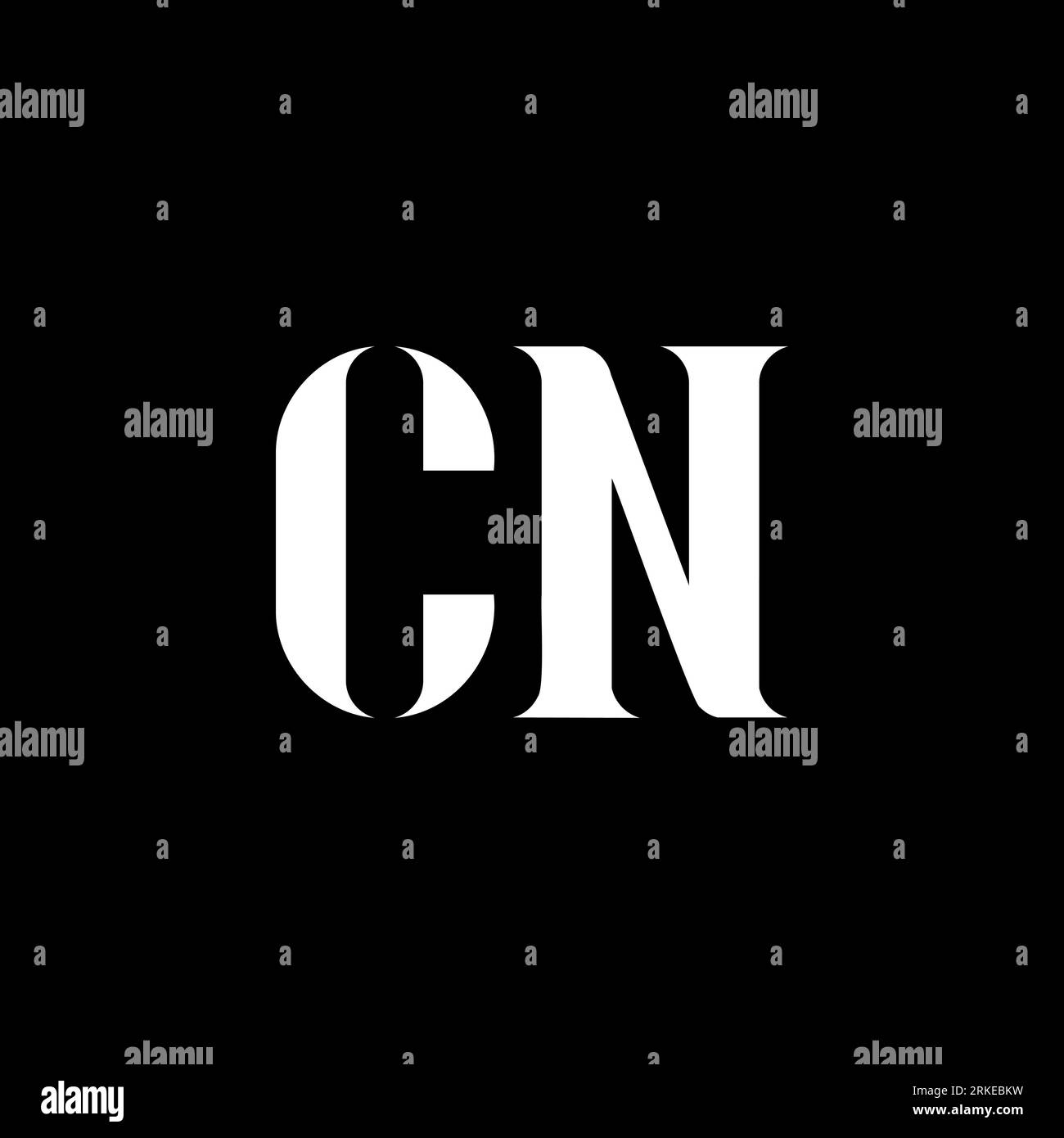 Logo CN C N Letter. Logo CN in maiuscolo con lettera iniziale, colore bianco. Logo CN, design C N. CN, C N Illustrazione Vettoriale