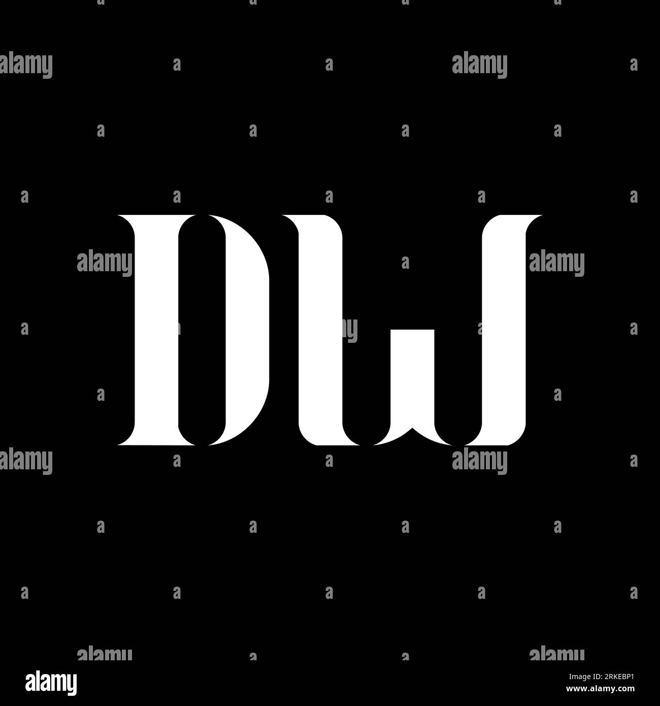 Logo DW D W Letter. Lettera iniziale DW monogramma maiuscolo logo bianco. Logo DW, design D W. DW, D W Illustrazione Vettoriale