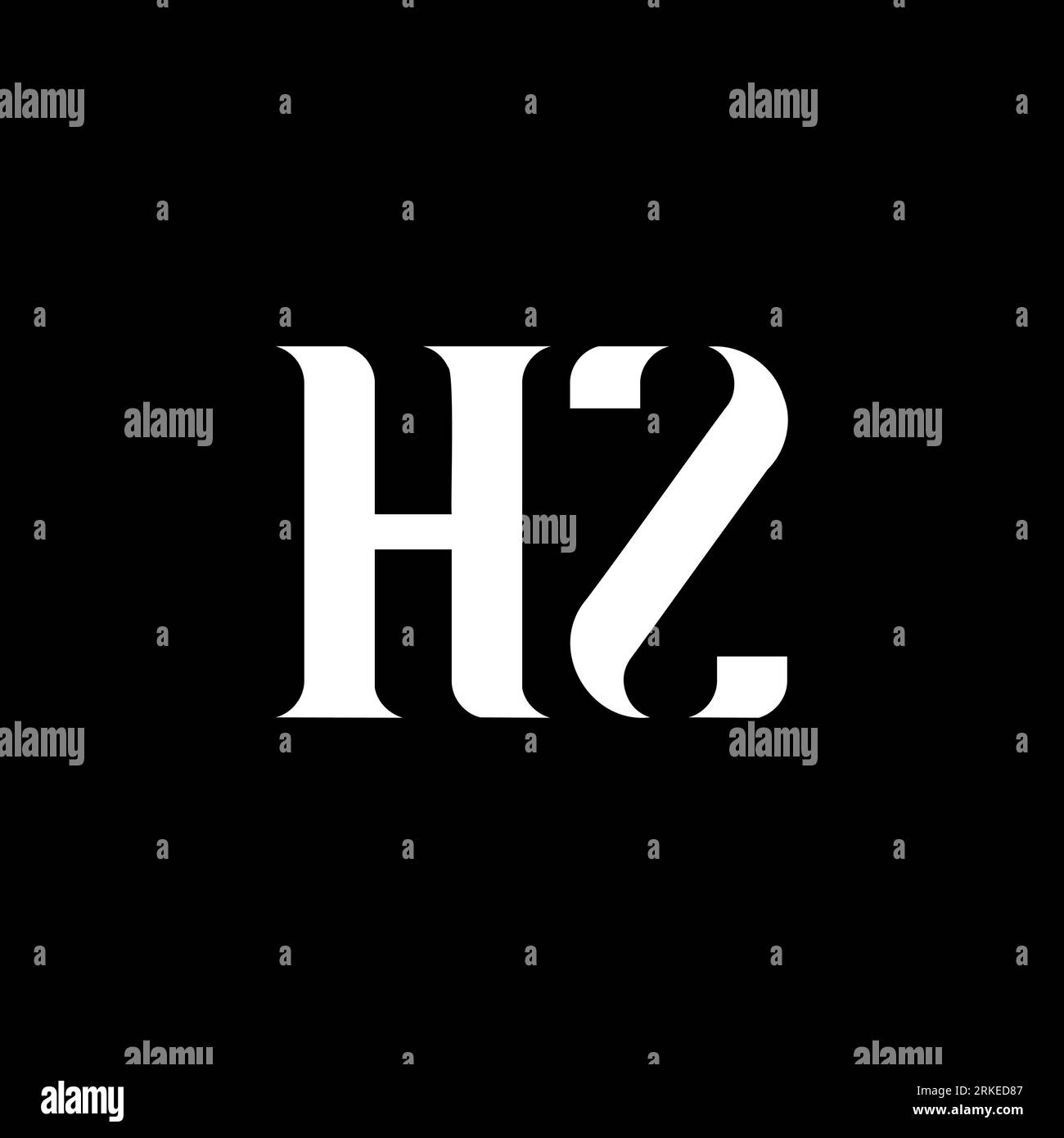 Logo HZ Letter. Lettera iniziale HZ monogramma maiuscolo colore bianco. Logo HZ, design H Z. HZ, H Z Illustrazione Vettoriale