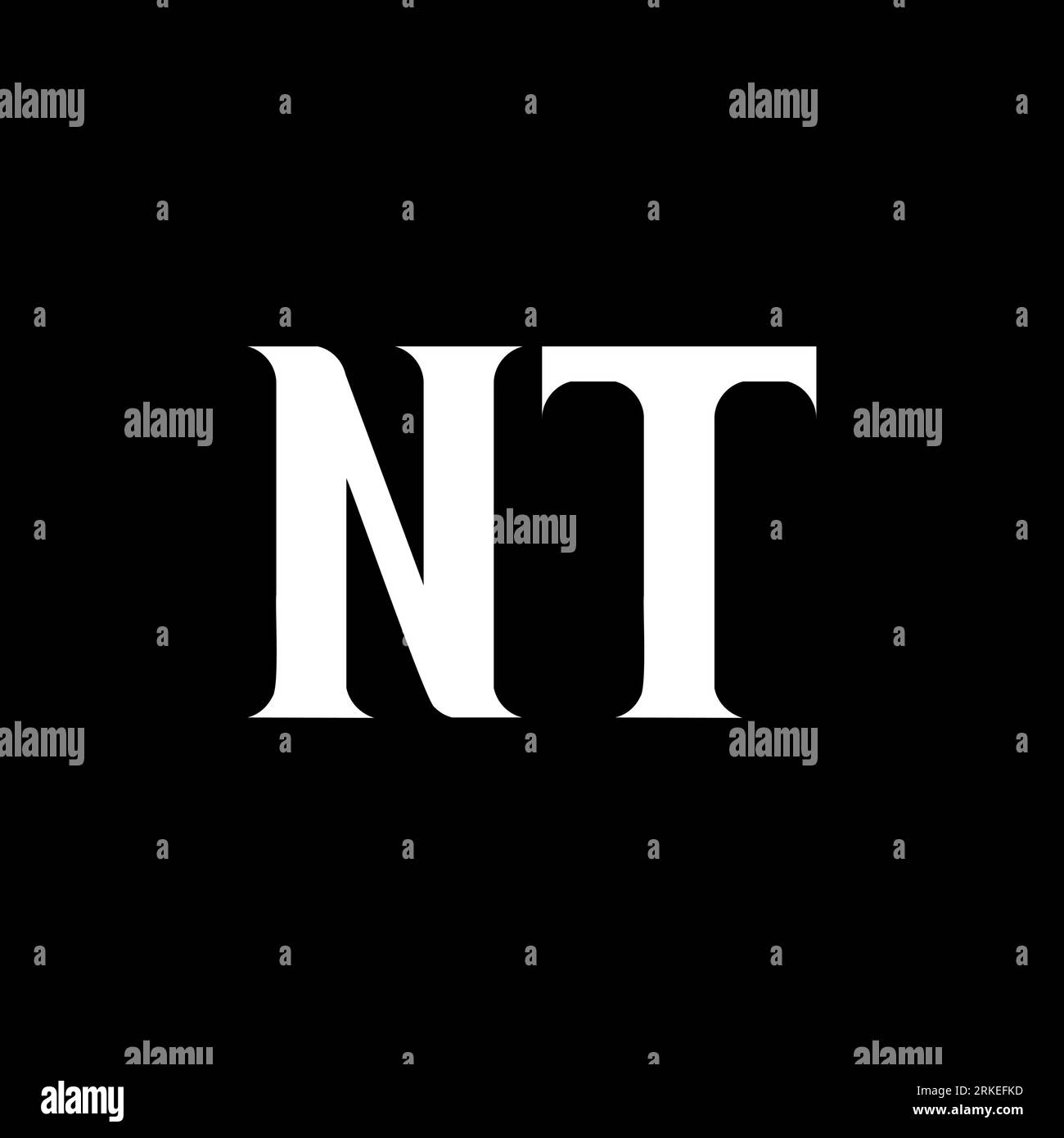 Logo NT N T Letter. Logo logo in maiuscolo con lettera iniziale NT bianco. Logo NT, design N T. NT, N T Illustrazione Vettoriale