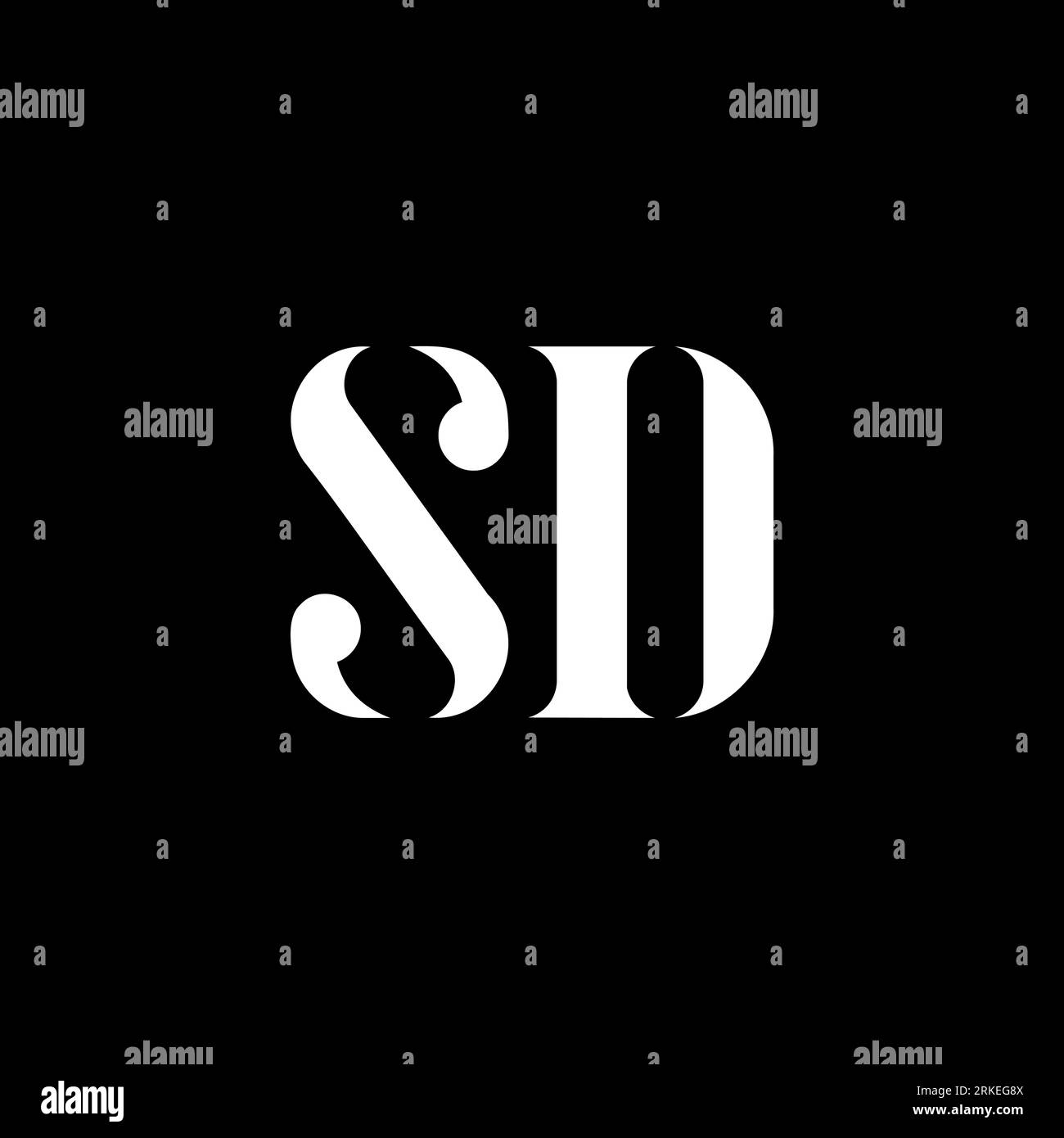 Logo SD S D Letter. Logo SD in maiuscolo con lettera iniziale, colore bianco. Logo SD, design S D. SD, S D Illustrazione Vettoriale