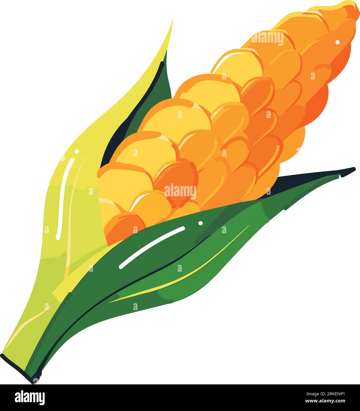 Hand Drawn Pod corn in flat style isolated on background Illustrazione Vettoriale