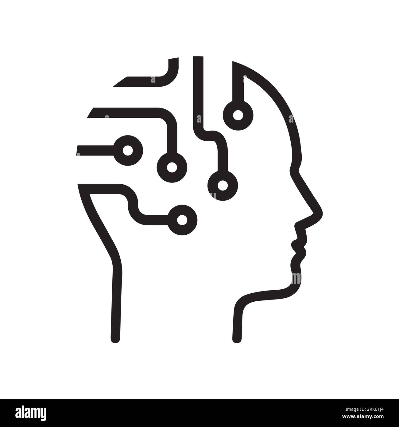 Human brain, artificial intelligence. Isolated vector icon. Illustrazione Vettoriale