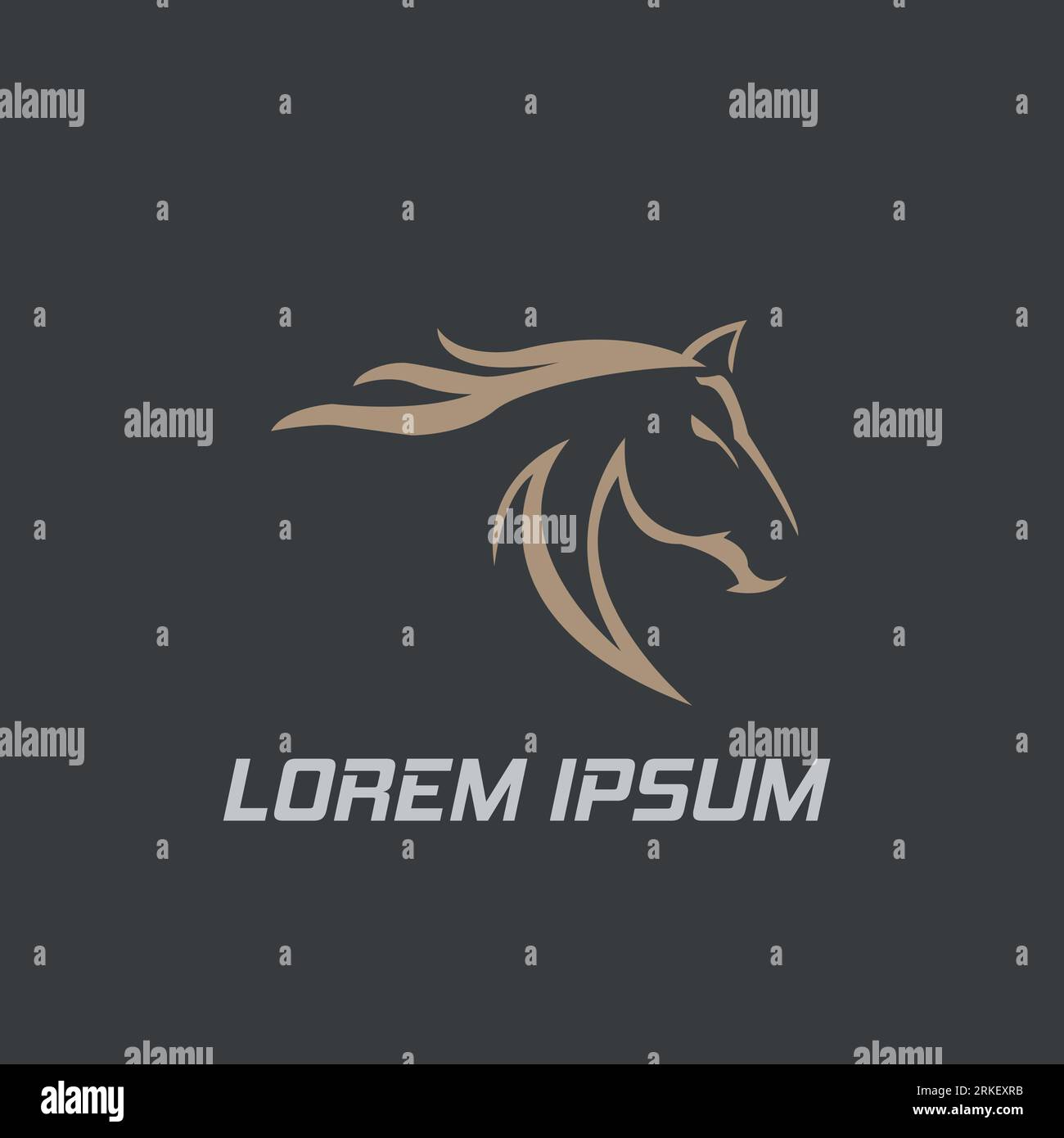 Beauty Horse Ranch Stallion con logo Illustrazione Vettoriale