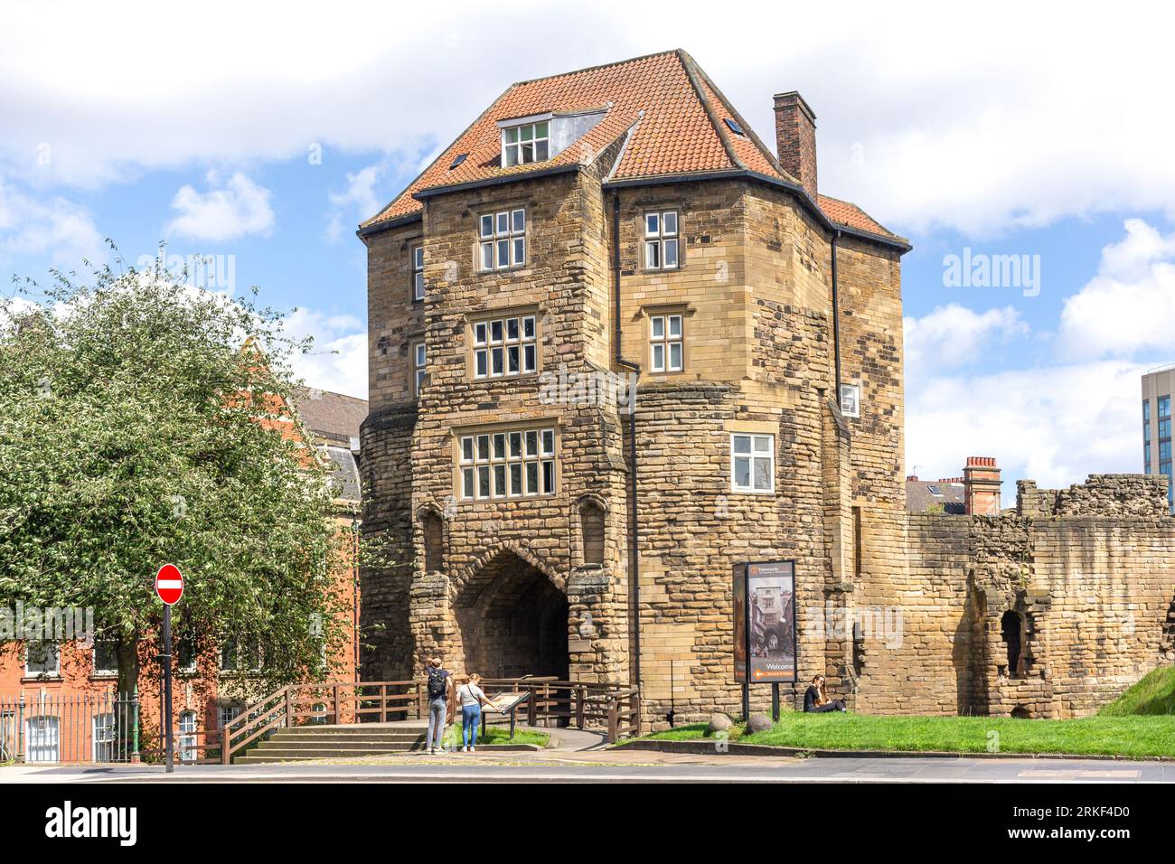 La porta d'ingresso per Old Newcastle, il Castello di Newcastle, il Black Gate, Newcastle upon Tyne, Tyne and Wear, Inghilterra, Regno Unito Foto Stock