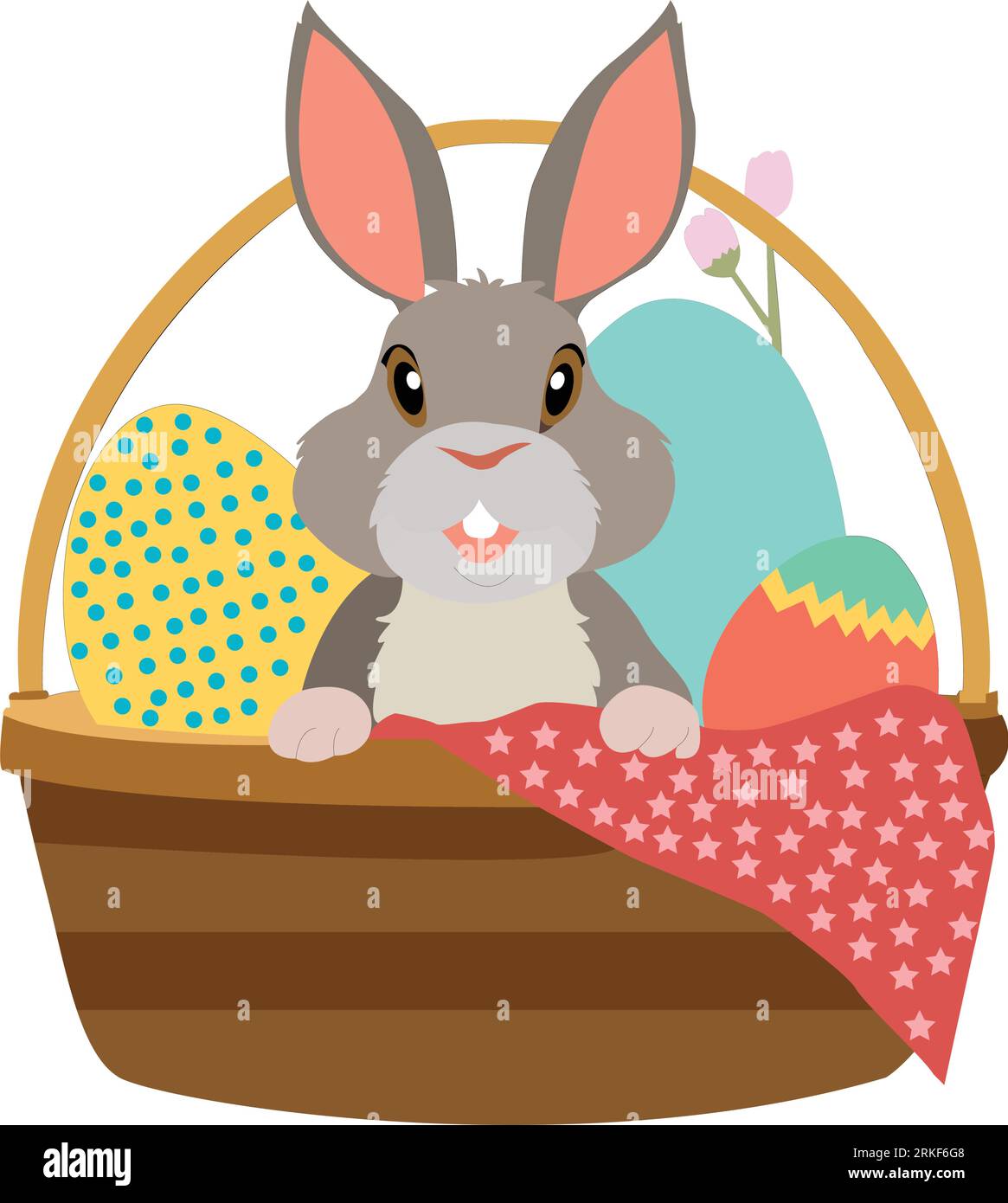 Coniglio pasquale con uovo pasquale. Illustrazione vettoriale in bianco e nero per colorare il libro. Perfetto per i bambini. Illustrazione Vettoriale
