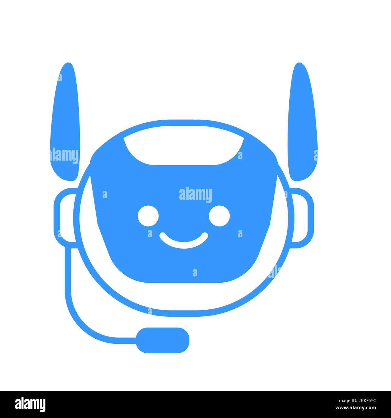 Icona Assistente robotico con cartello cuffia. Icona robot Chat Bot Design vettoriale Illustrazione Vettoriale