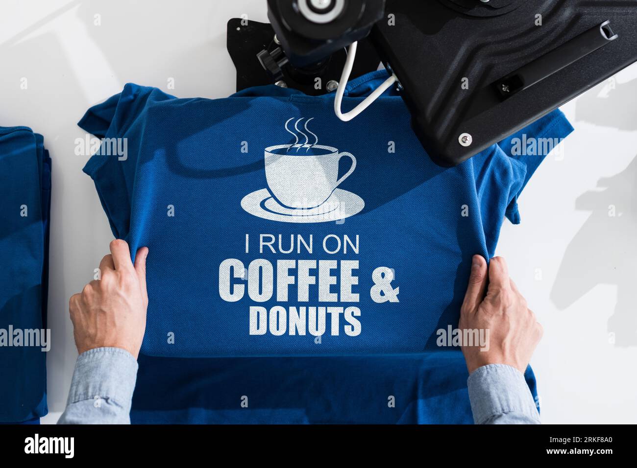 Stampa di magliette con trasferimento termico. Merchandising TShirt Foto Stock