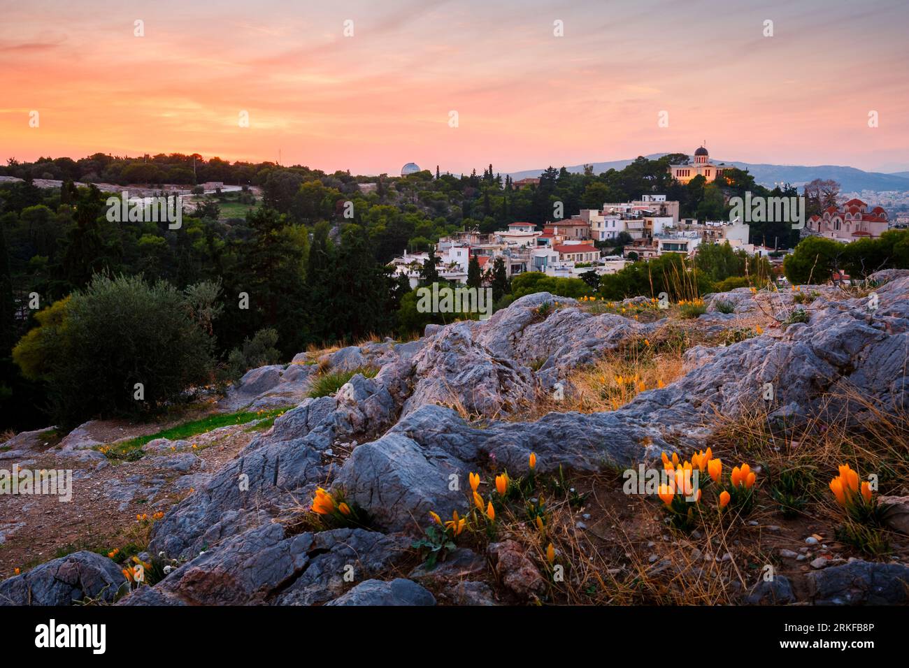 Vista serale dell'Osservatorio Nazionale sulla Collina delle Ninfe. Foto Stock