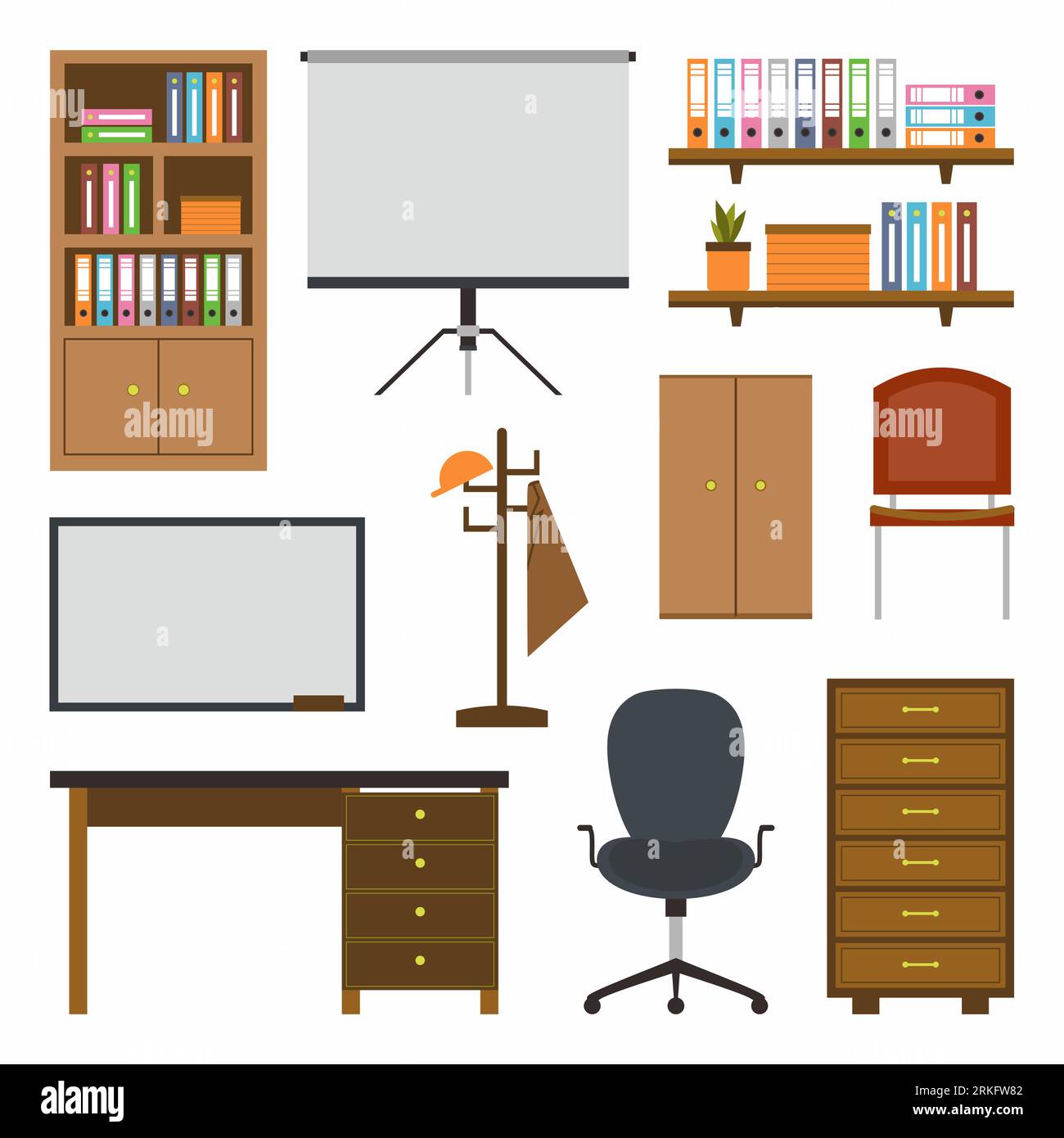 Set di mobili per la casa e l'ufficio Illustrazione Vettoriale