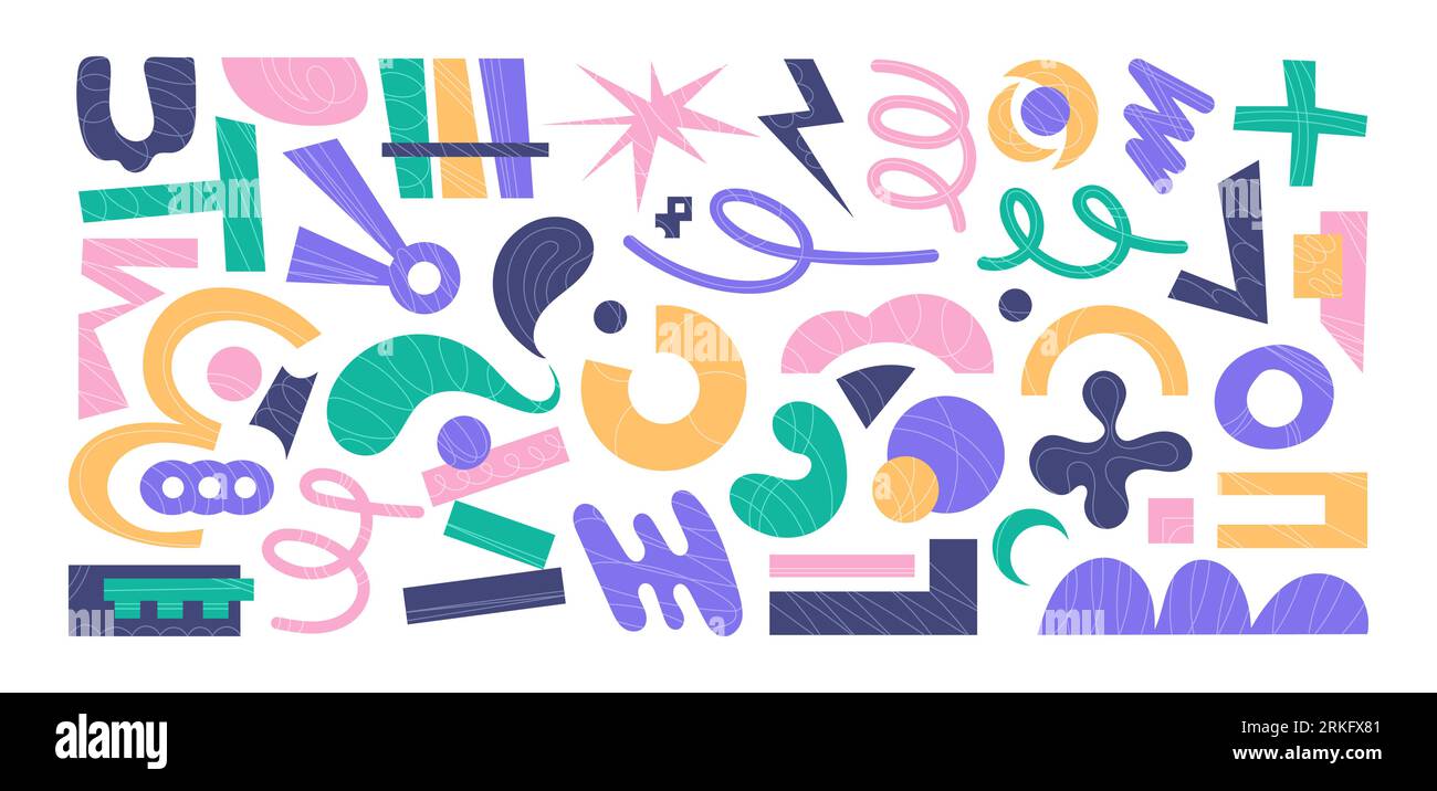 Simpatico set di forme geometriche di varie forme Illustrazione Vettoriale