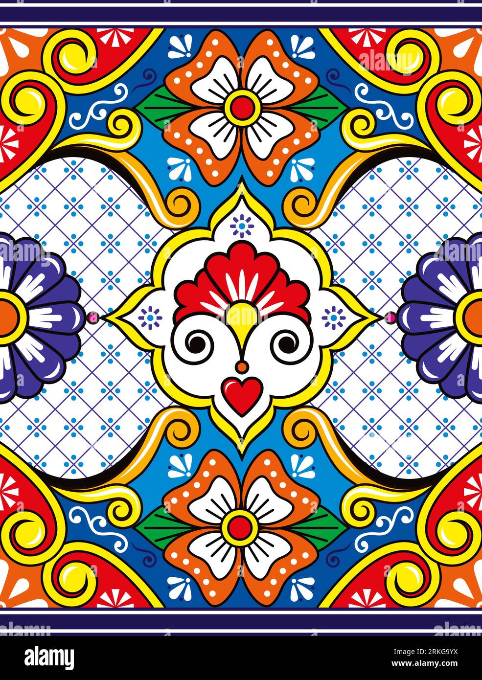 Ceramiche messicane o ceramiche ispirate a motivi vettoriali senza cuciture, arte popolare messicana Illustrazione Vettoriale