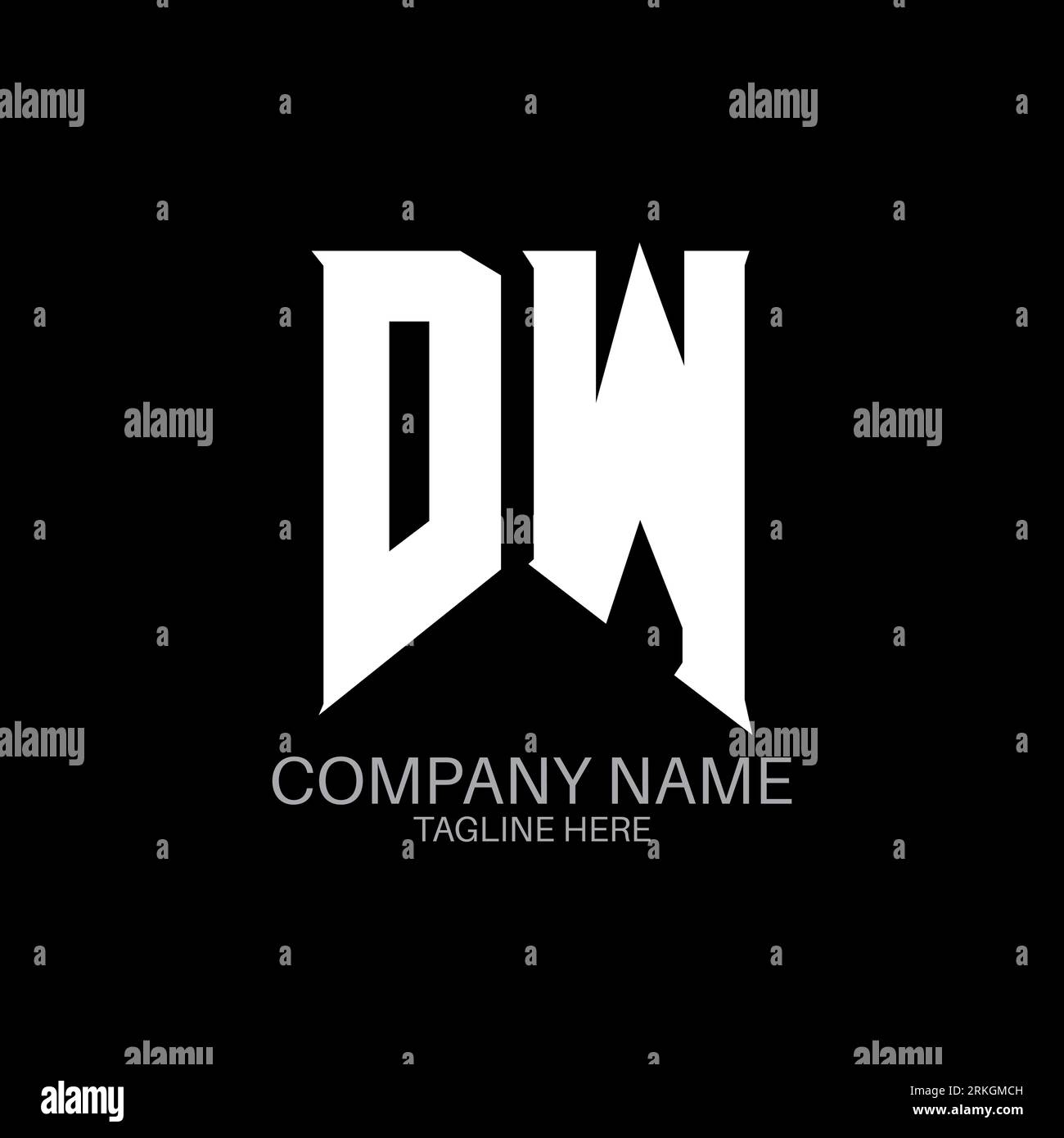 Design del logo DW Letter. Lettere iniziali icona del logo di DW gaming per le aziende tecnologiche. Modello di design con logo minimale DW Tech Letter. DW Letter design V Illustrazione Vettoriale