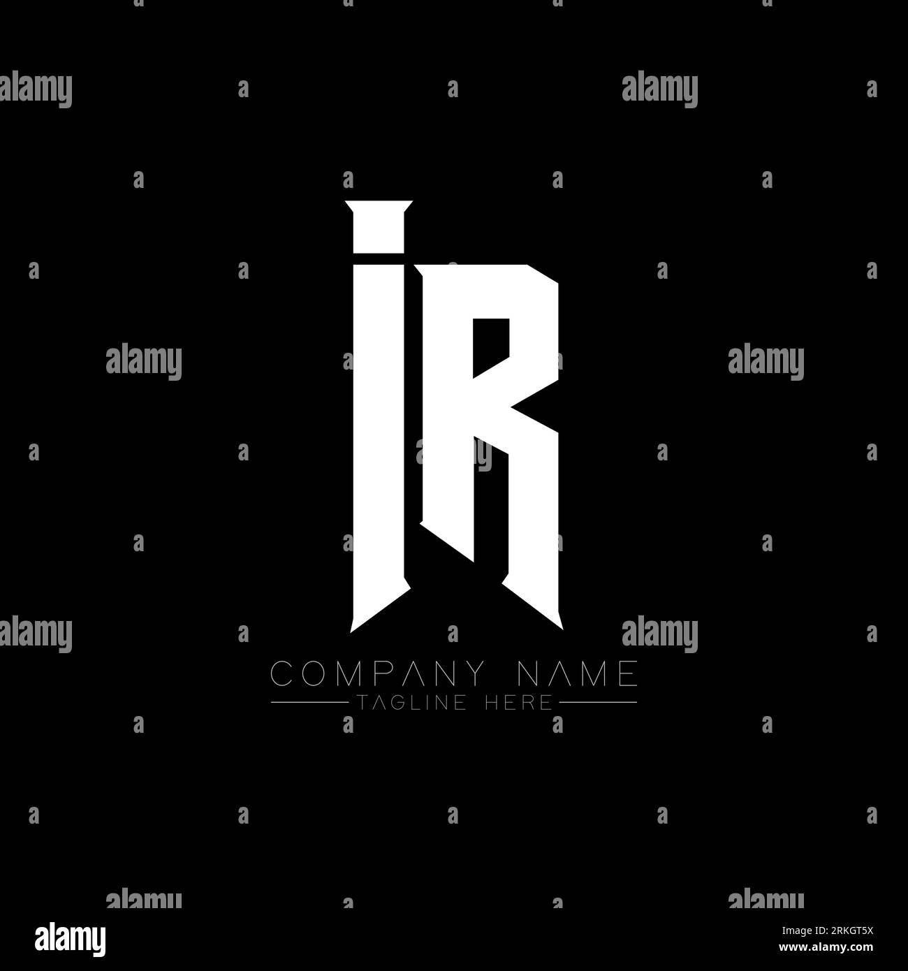 Design del logo IR Letter. Lettere iniziali icona del logo del gioco IR per le aziende tecnologiche. Modello di design logo minimale IR lettera tecnica. Design lettera IR V Illustrazione Vettoriale
