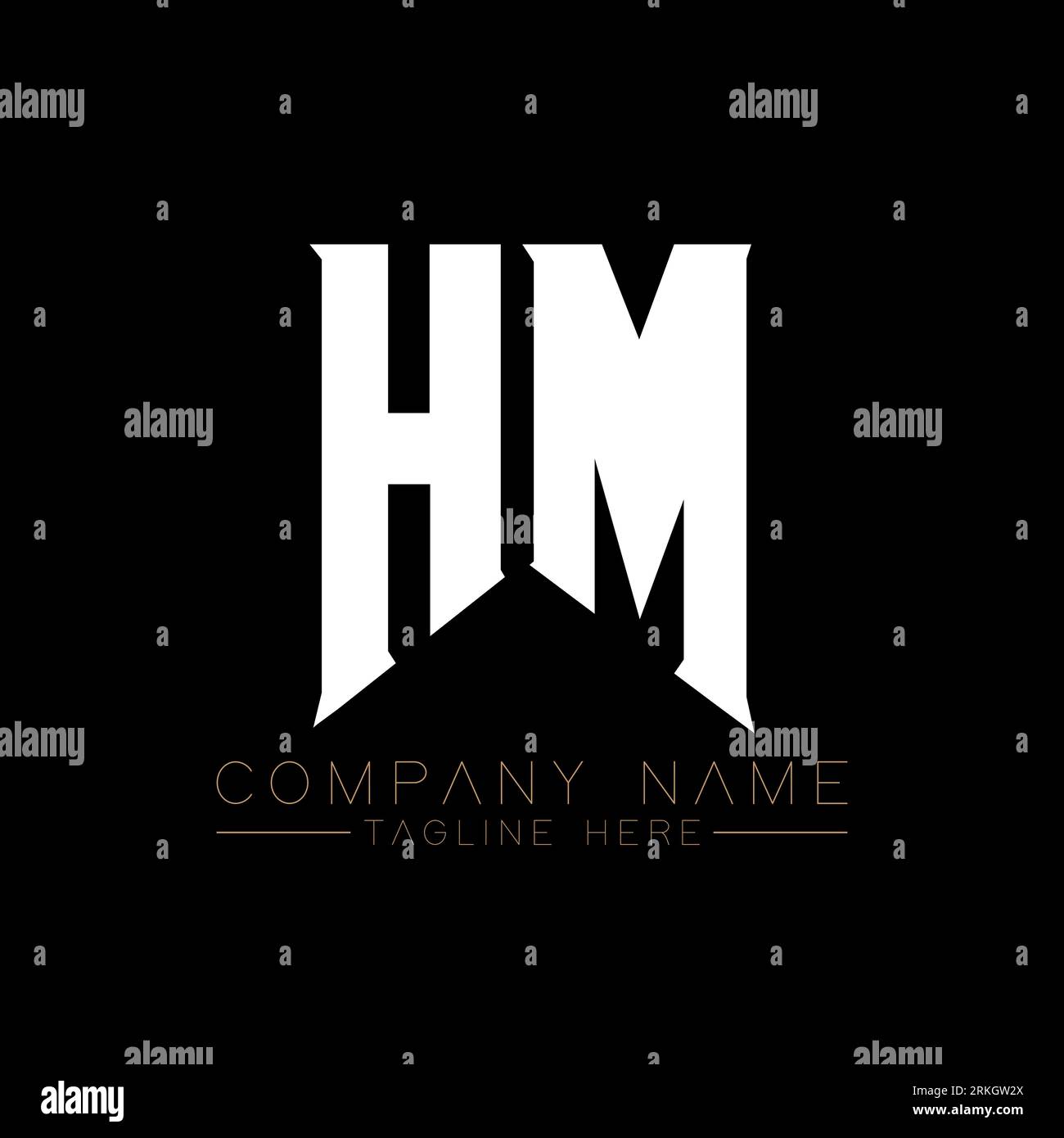 Logo HM Letter. Lettere iniziali icona del logo di HM gaming per le aziende tecnologiche. Lettera tecnica modello logo minimale HM. HM Letter design V Illustrazione Vettoriale