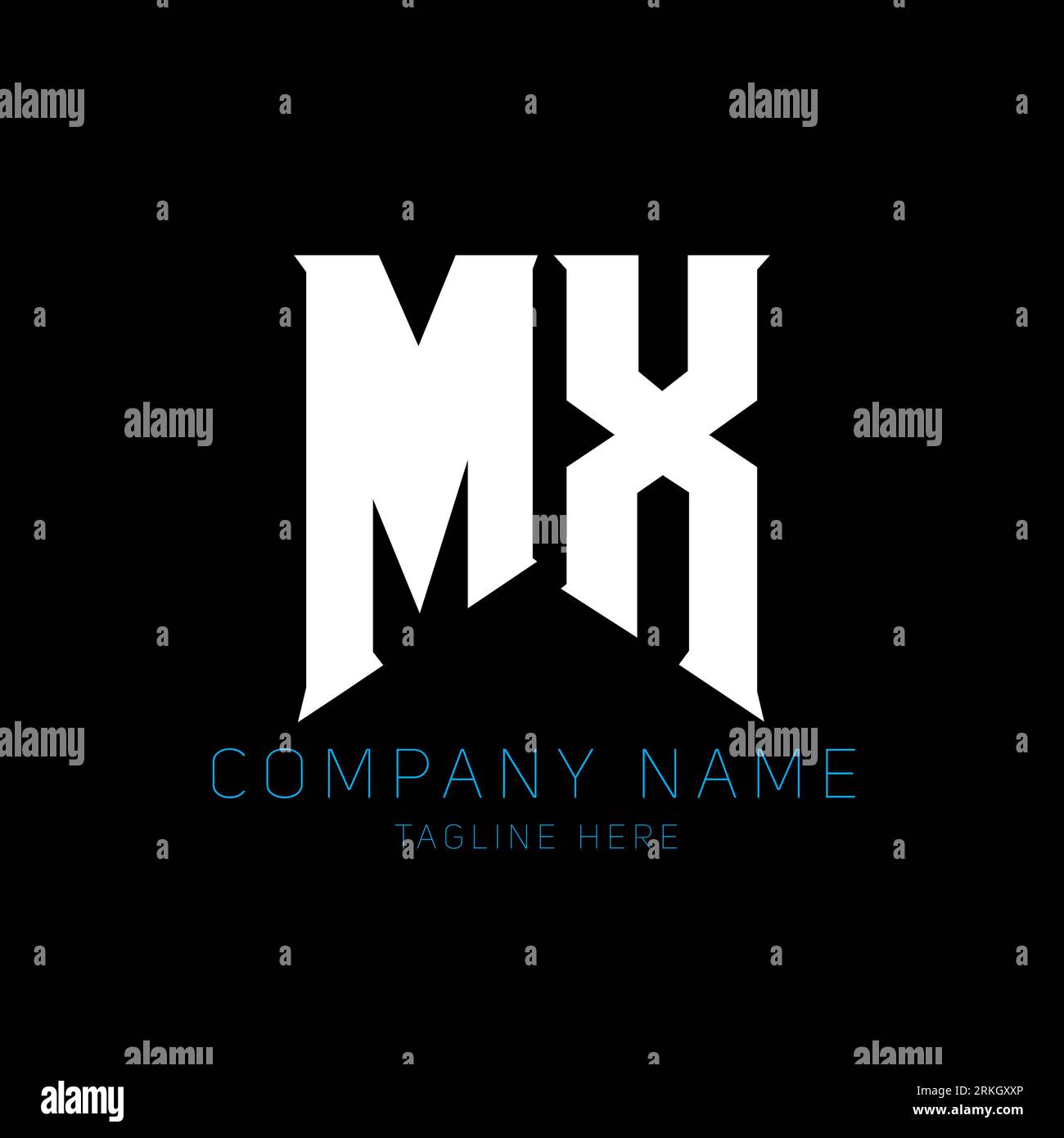 Logo MX Letter. Lettere iniziali icona del logo MX gaming per le aziende tecnologiche. Modello di design con logo minimale MX lettera tecnica. MX Letter design V Illustrazione Vettoriale