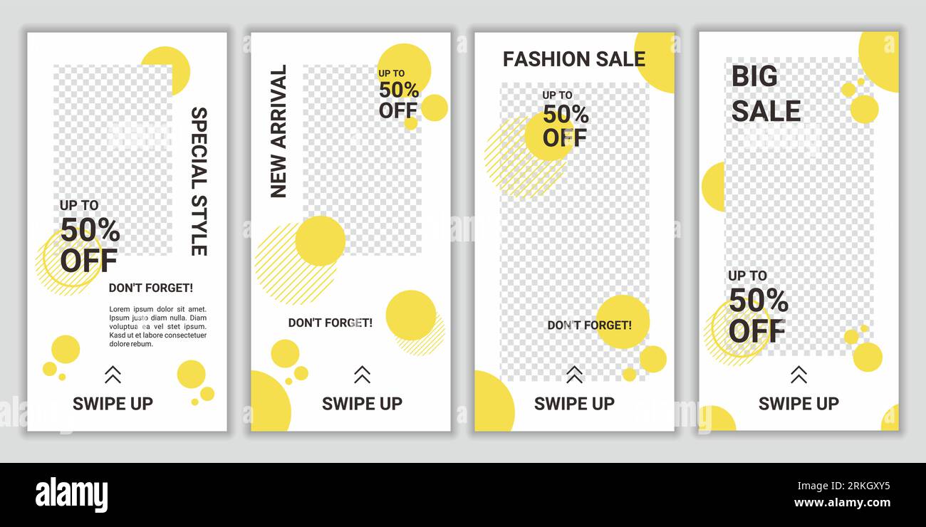 Modelli di post sui social media modificabili, raccolte di storie sui social media e cornice di post. Layout per promozioni di marketing, copertine, banner, backgr Illustrazione Vettoriale