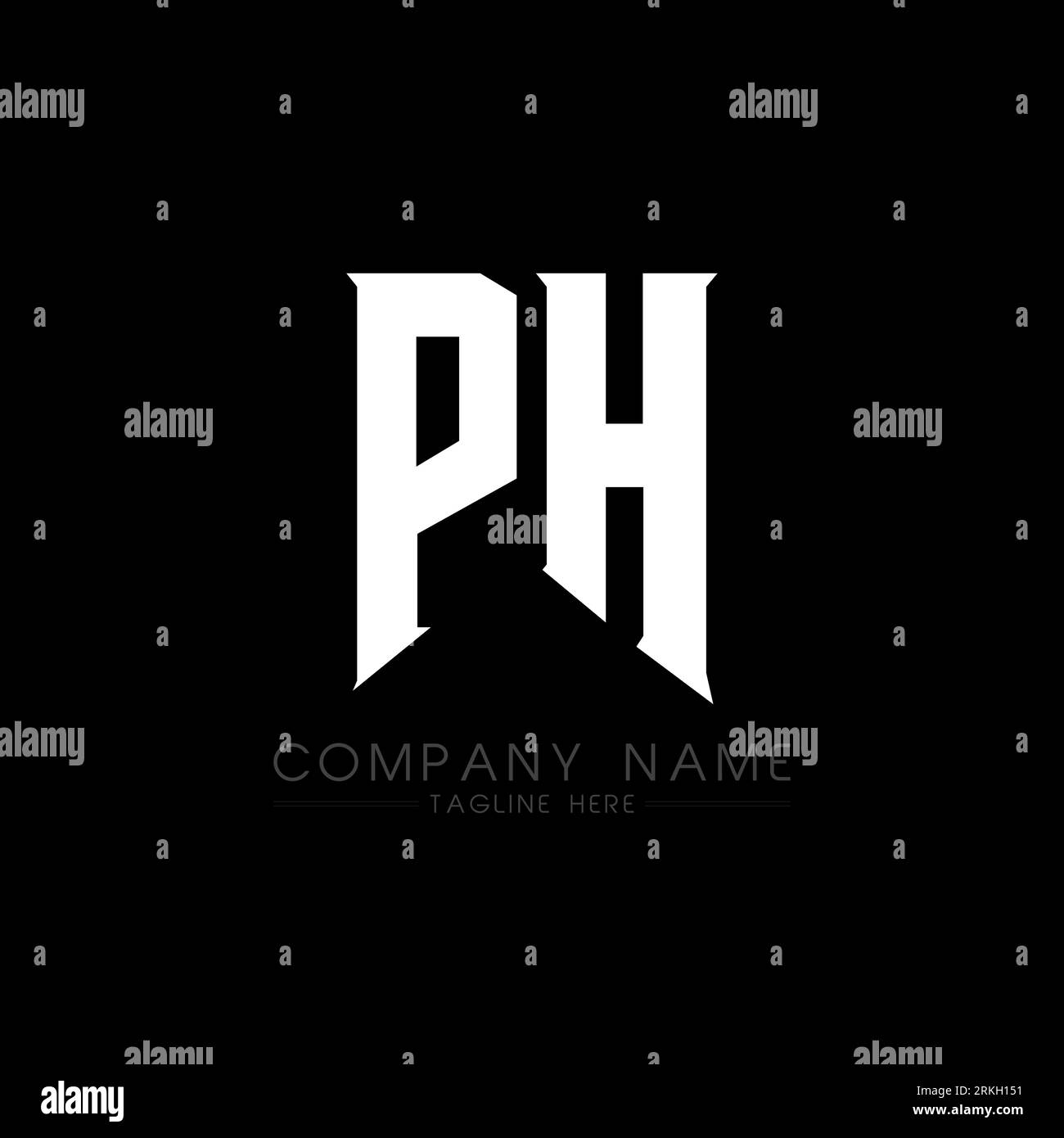 Design del logo PH Letter. Lettere iniziali PH icona del logo di gioco per le aziende tecnologiche. Modello di design con logo minimal PH lettera tecnica. Lettera PH design V Illustrazione Vettoriale