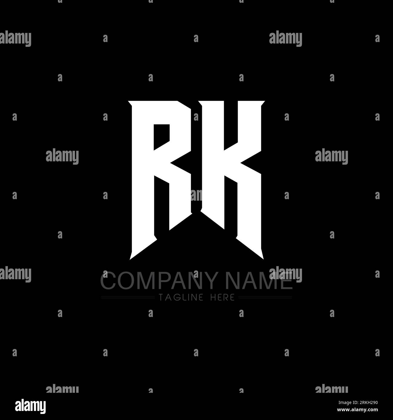 Design del logo RK Letter. Lettere iniziali icona del logo di RK gaming per le aziende tecnologiche. Modello di design con logo minimal RK lettera tecnica. RK Letter design V Illustrazione Vettoriale