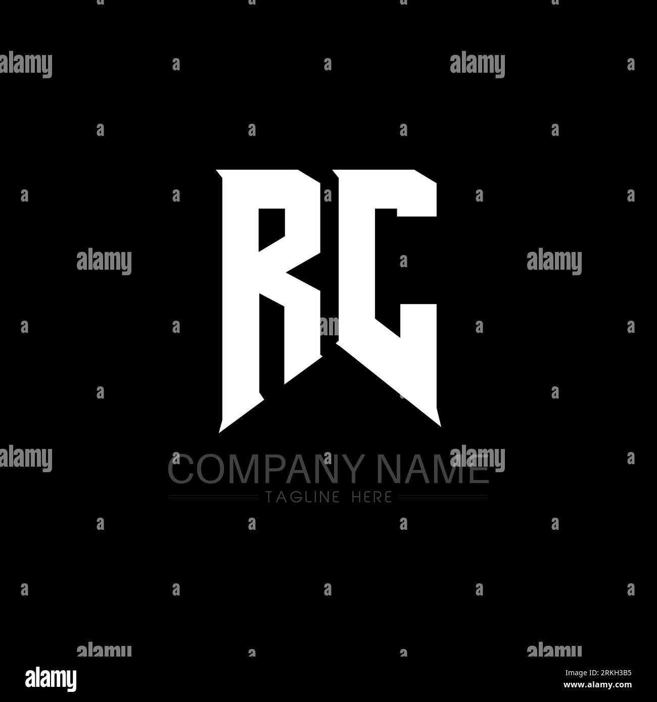 Design del logo RC Letter. Lettere iniziali icona del logo di RC gaming per le aziende tecnologiche. Modello di design con logo minimale RC Tech Letter. Design lettera RC V Illustrazione Vettoriale