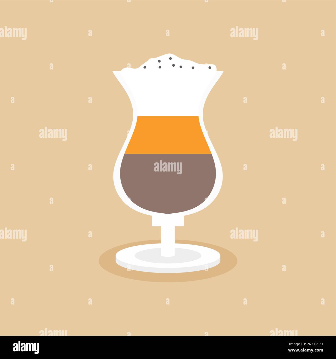 Illustrazione della ricetta di una mappa del caffè in cartone animato piatto. Menu' Cafe in stile super hipster moderno, un bicchiere di caffe', una classica e specialita' di barista drink reci Illustrazione Vettoriale