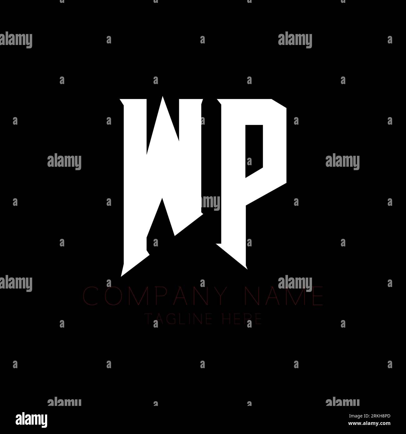 Logo WP Letter. Lettere iniziali icona del logo di WP gaming per le aziende tecnologiche. Modello di design logo minimale WP lettera tecnica. W P Letter design Illustrazione Vettoriale