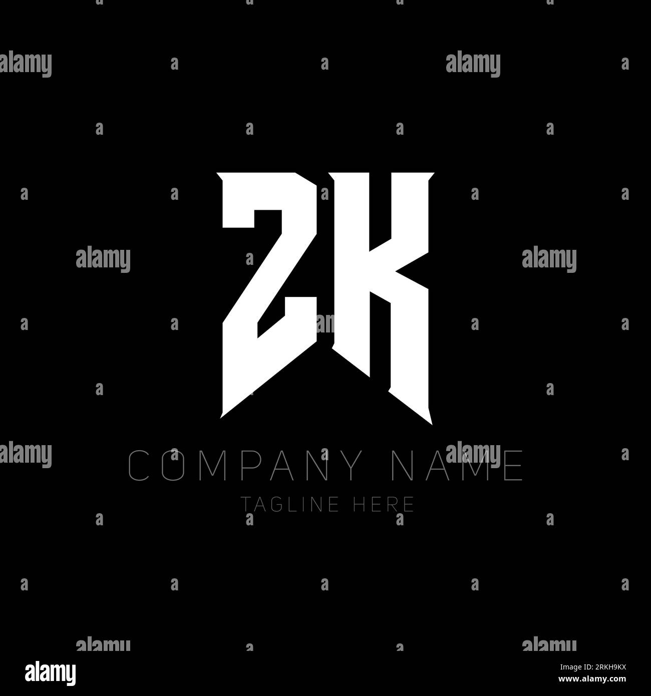 ZK Letter Logo Design. Initial letters ZK gaming's logo icon for technology companies. Tech letter ZK minimal logo design template. Z K letter design Illustrazione Vettoriale