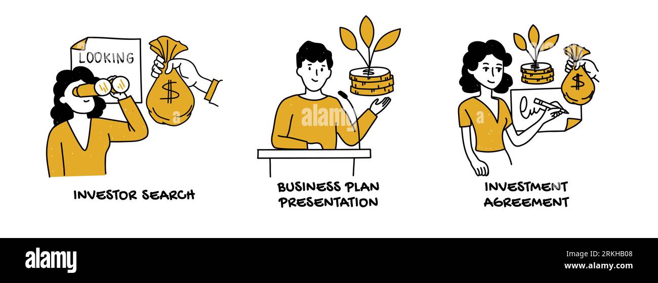 vector illustration of a business set on finding an investor for a startup Illustrazione Vettoriale