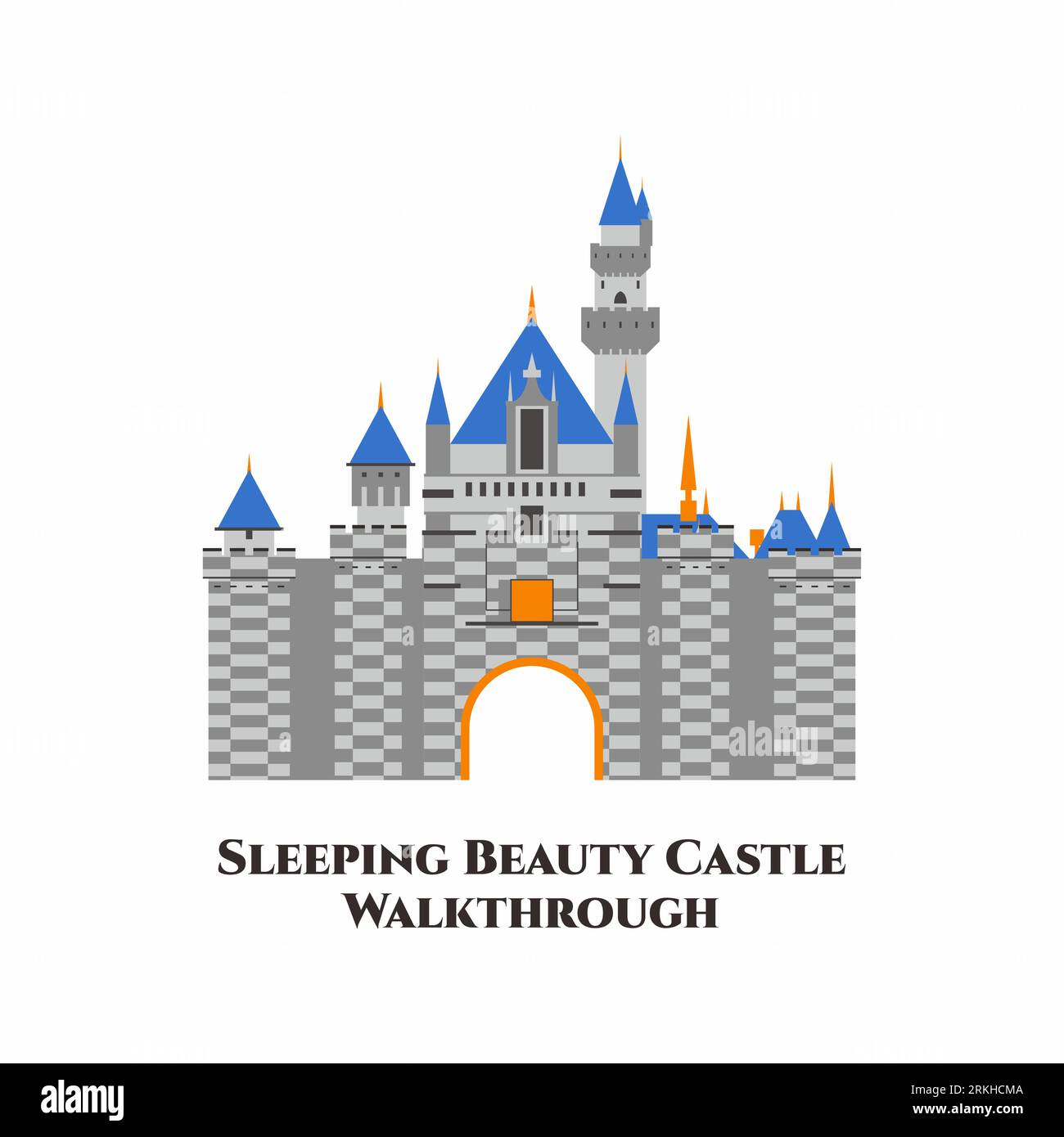 Castello della bella addormentata. Un castello fiabesco al centro di Disneyland e precedentemente a Hong Kong Disneyland. Un'attrazione così bella e imperdibile Illustrazione Vettoriale