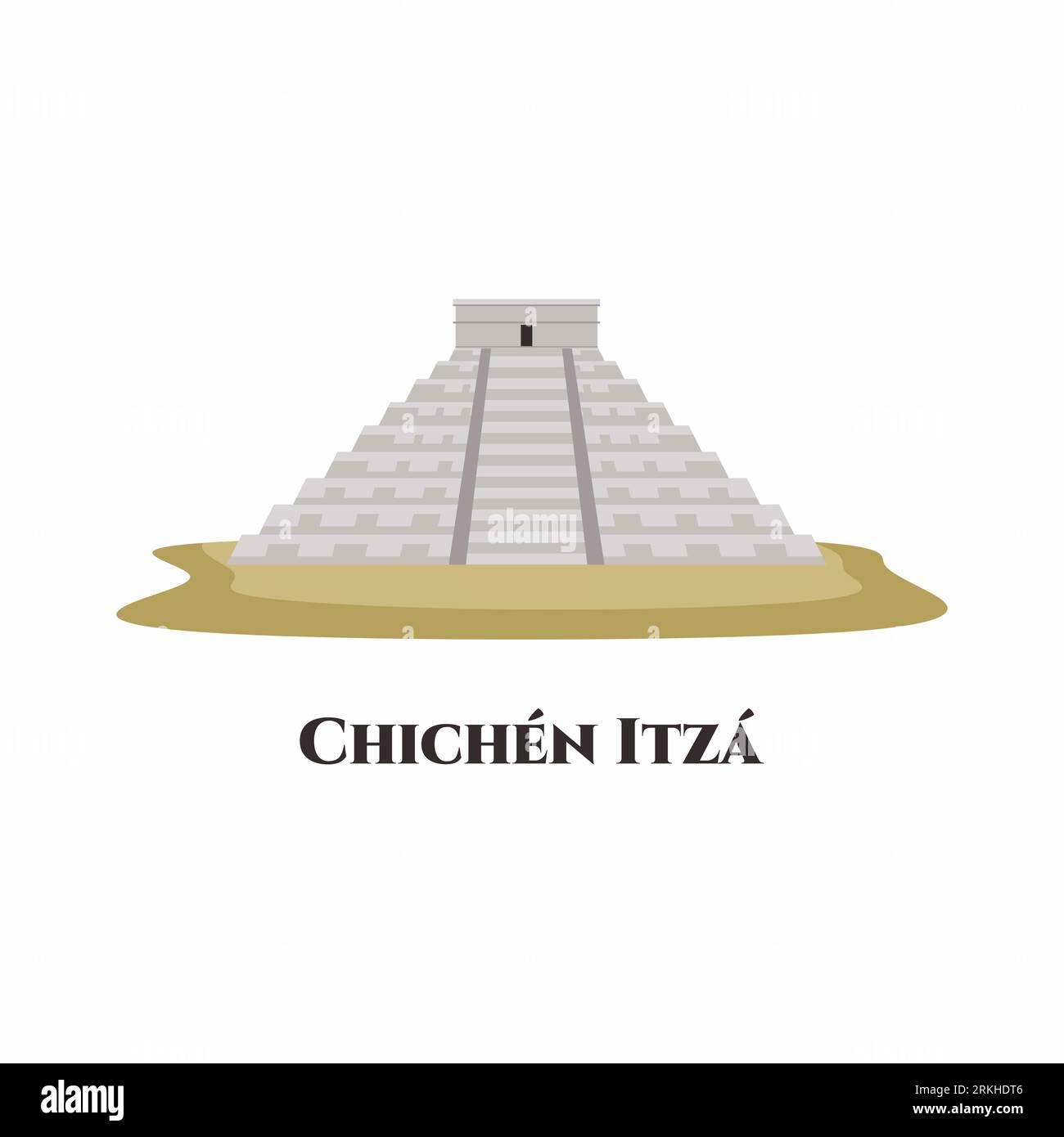 Chichen Itza. Il sito archeologico nel comune di Tinúm, stato di Yucatán, Messico. Piramide maya di Kukulcan El Castillo. Attrazioni turistiche della città, tour Illustrazione Vettoriale