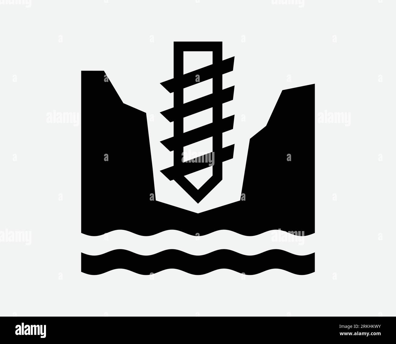 Icona di perforazione macchina per perforazione per pozzi da costruzione foro minerario Terra per miniere profilo bianco nero profilo Vector Clipart illustrazione grafica simbolo del segno illustrativo Illustrazione Vettoriale