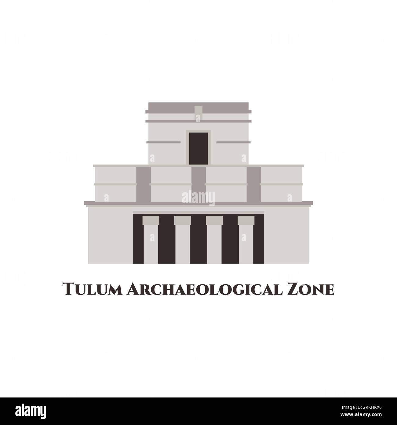 Zona archeologica di Tulum. È una città turistica sulla costa caraibica del Messico. Una delle destinazioni turistiche. Le rovine e il mare circostante sono bellissimi Illustrazione Vettoriale