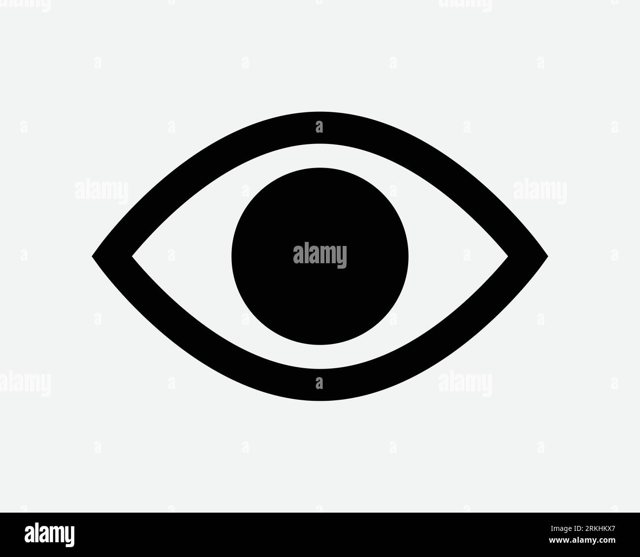 Icona occhio occhio occhio occhio umano vedere vista vista vista vista vista obiettivo ottica ottica ottica illuminati che guarda il simbolo del segno vettoriale della forma del contorno bianco nero Illustrazione Vettoriale
