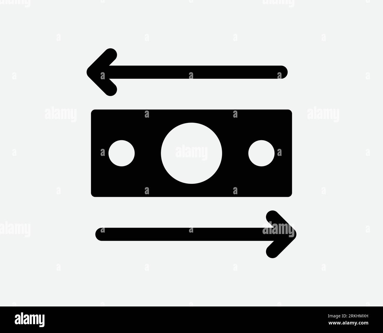 Icona Money Exchange Finanza transazione commerciale valuta trasferimento Forex rimessa in contanti Nero bianco Vector Clipart simbolo grafico illustrazione Illustrazione Vettoriale