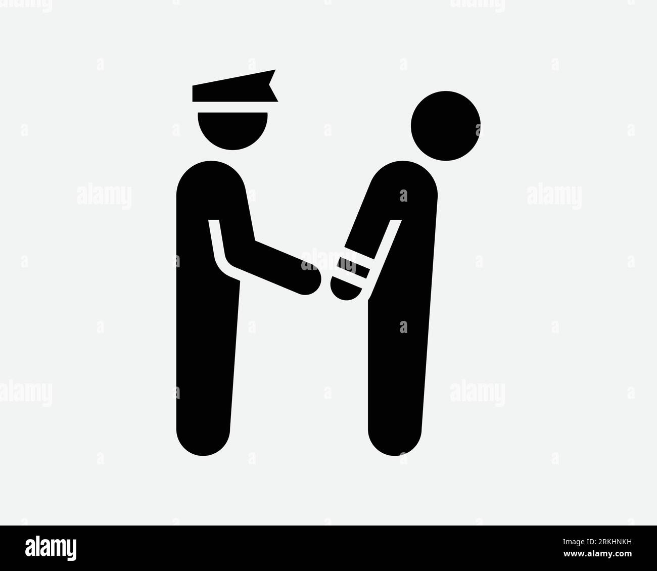 Icona di arresto Convict Prisoner Arrested Criminal Handcuff ladro polizia carcere sicurezza profilo bianco nero forma Vector Clipart simbolo grafico Illustrazione Vettoriale