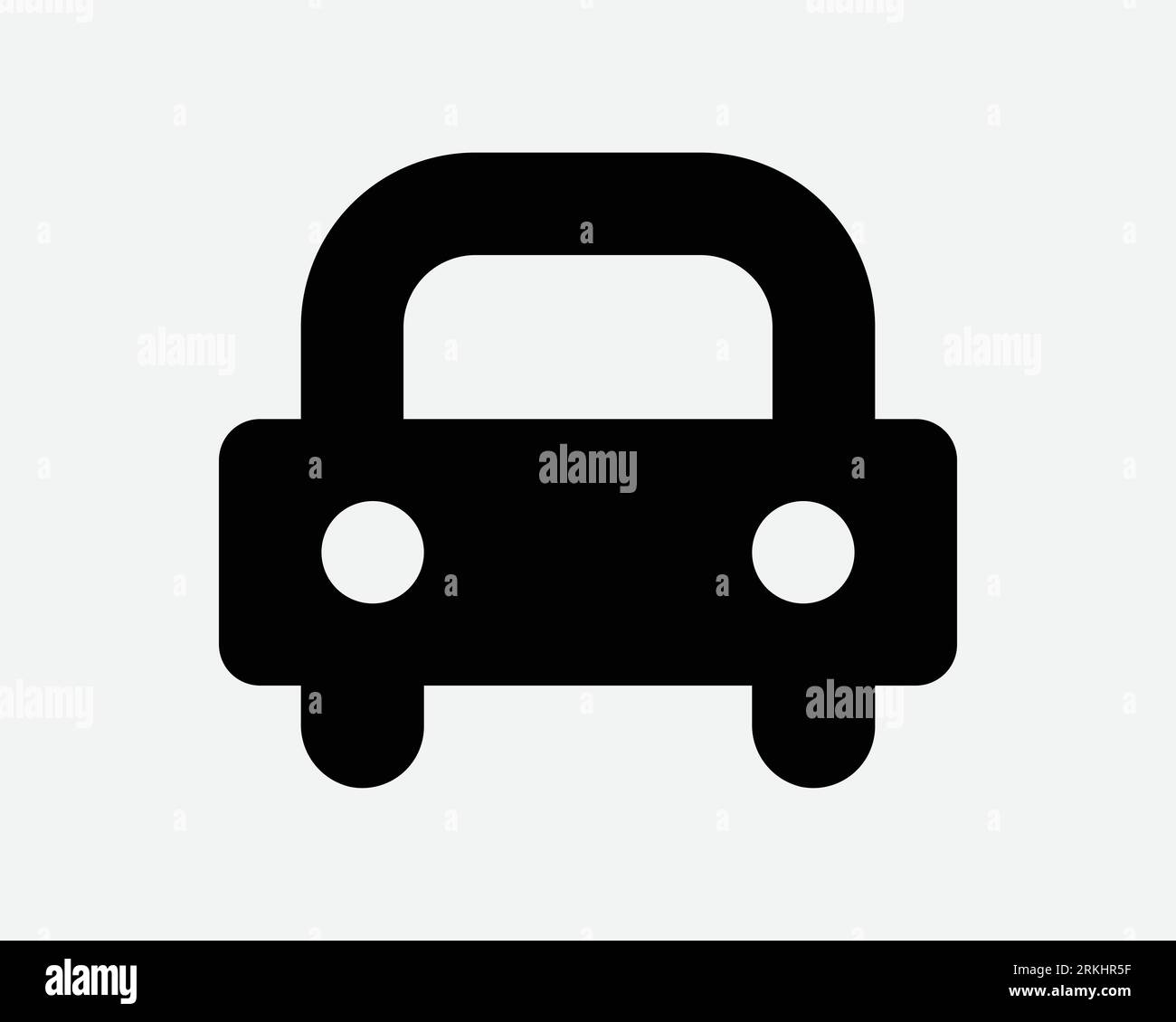 Icona della parte anteriore dell'auto veicolo automobilistico cabina taxi avvicinarsi Vista Black White forma Vector Clipart grafica illustrazione grafica simbolo del cartello Illustrazione Vettoriale