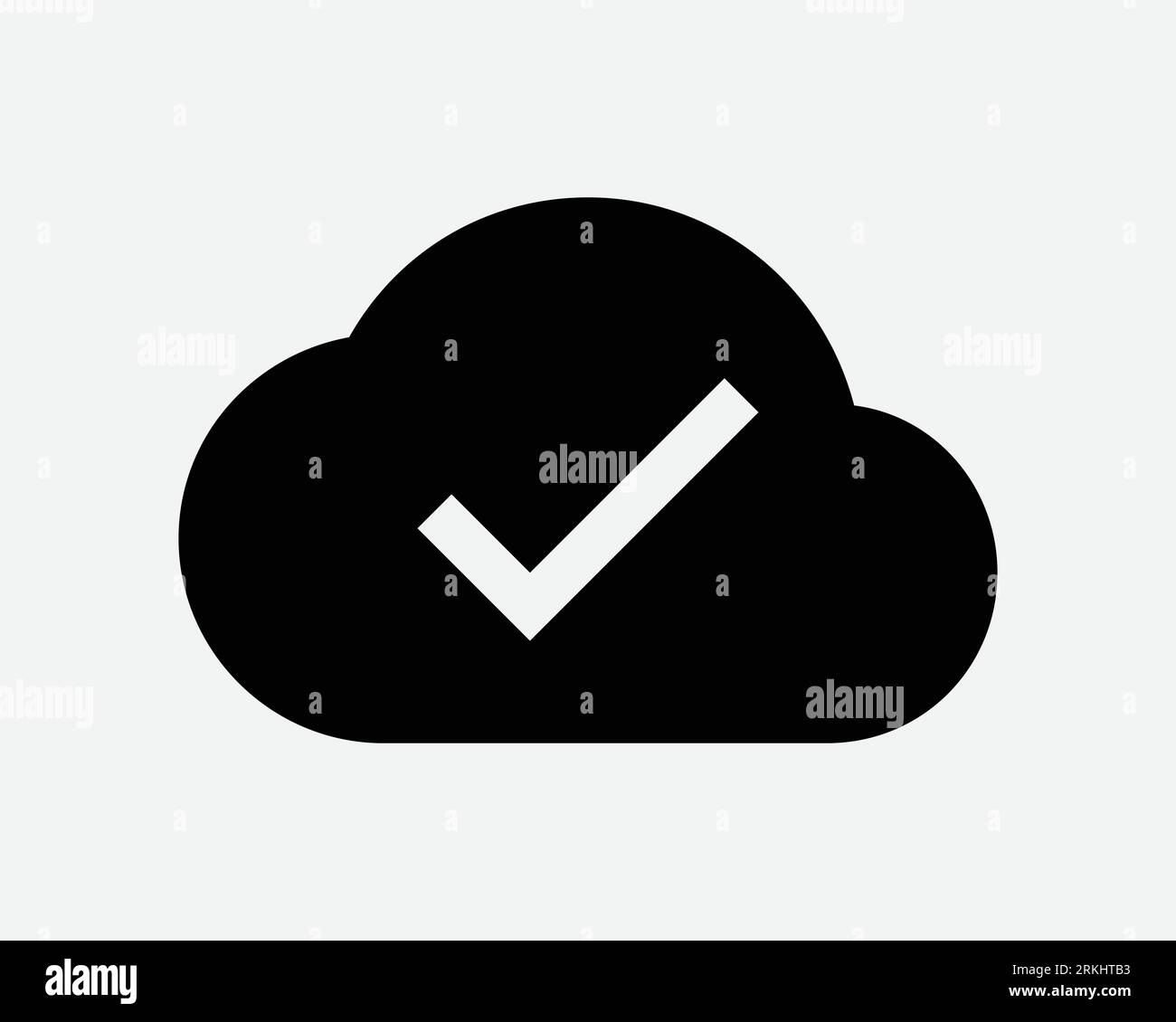 Icona Cloud Verified account User Verification Check Mark Checkmark Approve Approved Correct Tick Black White Outline Shape Vector Clipart Sign Symbol Illustrazione Vettoriale