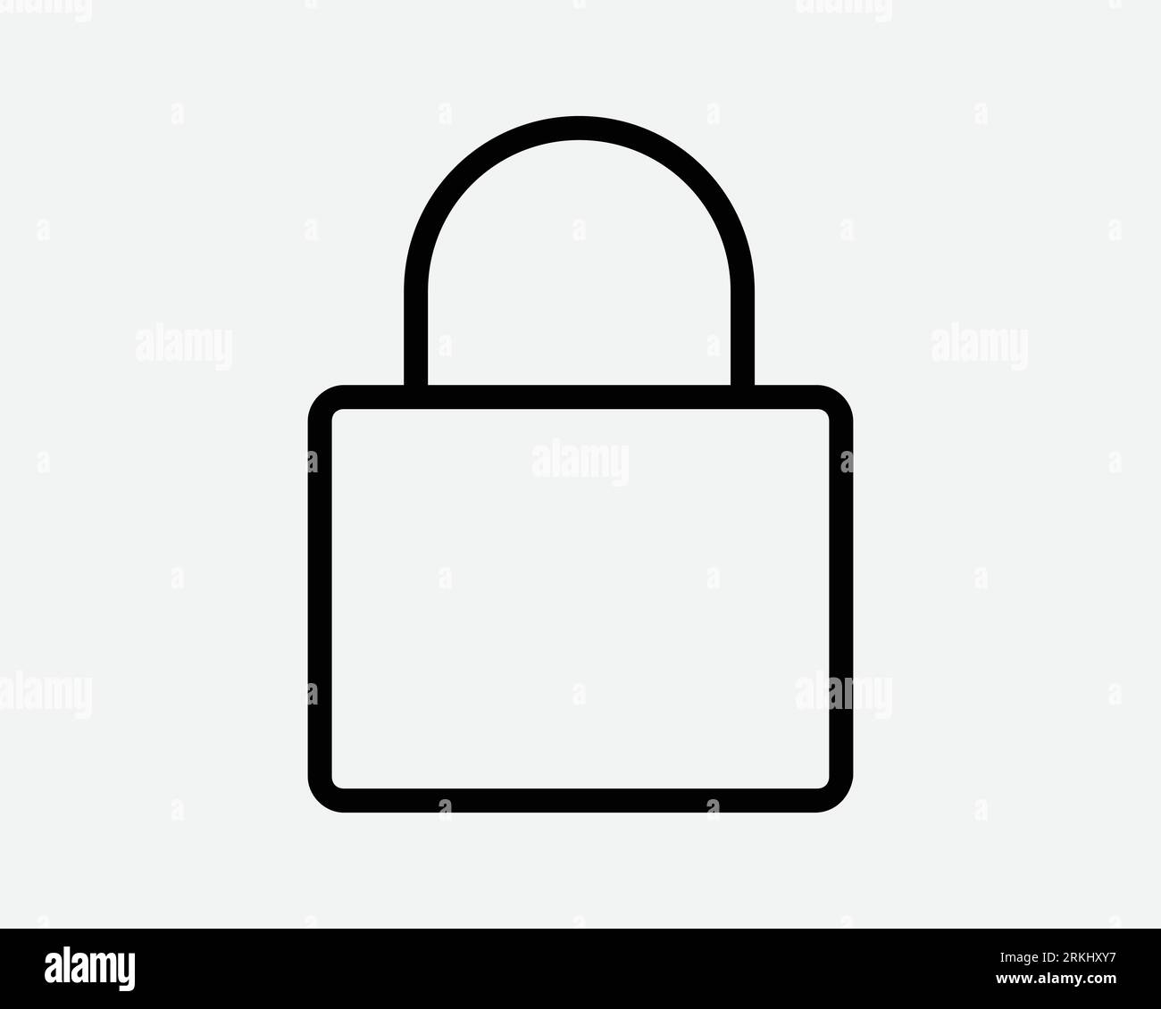 Icona della linea di blocco sicurezza sicurezza sicurezza accesso lucchetto privacy protezione riservata protezione negata blocco codice privato simbolo sottile nero segno vettore Illustrazione Vettoriale