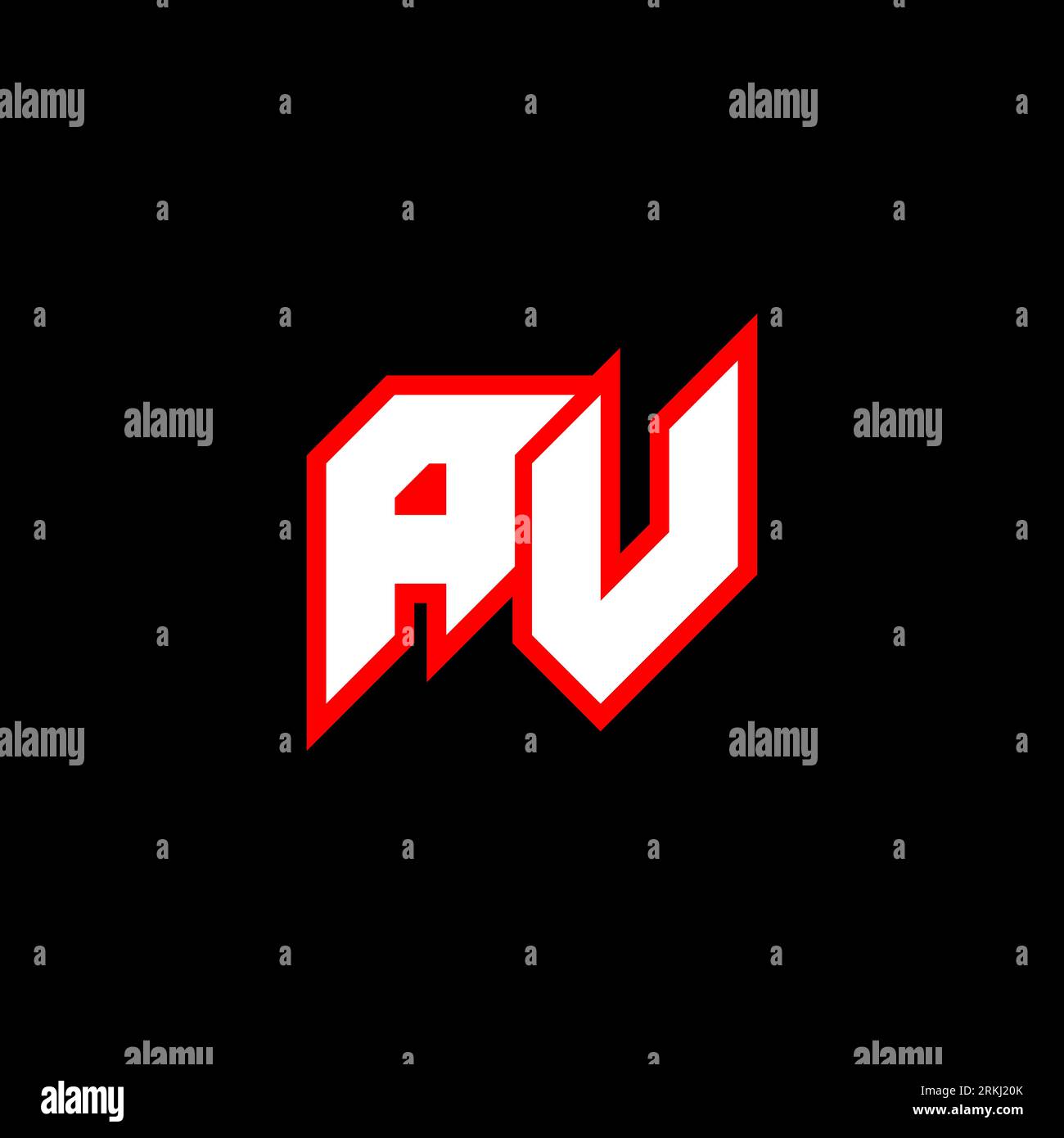 Logo AV Letter su sfondo nero. Concept logo lettera iniziali AV creative. design icona av. Icona AV con lettere bianche e rosse sul retro nero Illustrazione Vettoriale