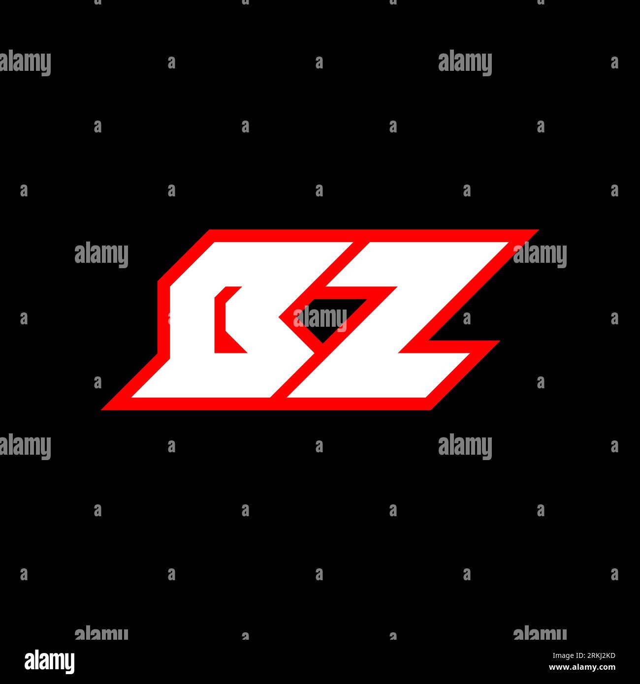 Design del logo BZ, design iniziale della lettera BZ con stile fantascientifico. Logo BZ per gioco, esport, tecnologia, digitale, Community o Business. B Z sport Modern Ita Illustrazione Vettoriale
