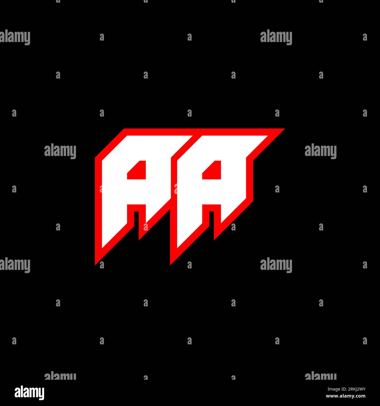 Logo AA Letter su sfondo nero. Concept logo lettera con iniziali creative AA. design icona aa. Icona a forma di lettera bianca e rossa AA sul retro nero Illustrazione Vettoriale